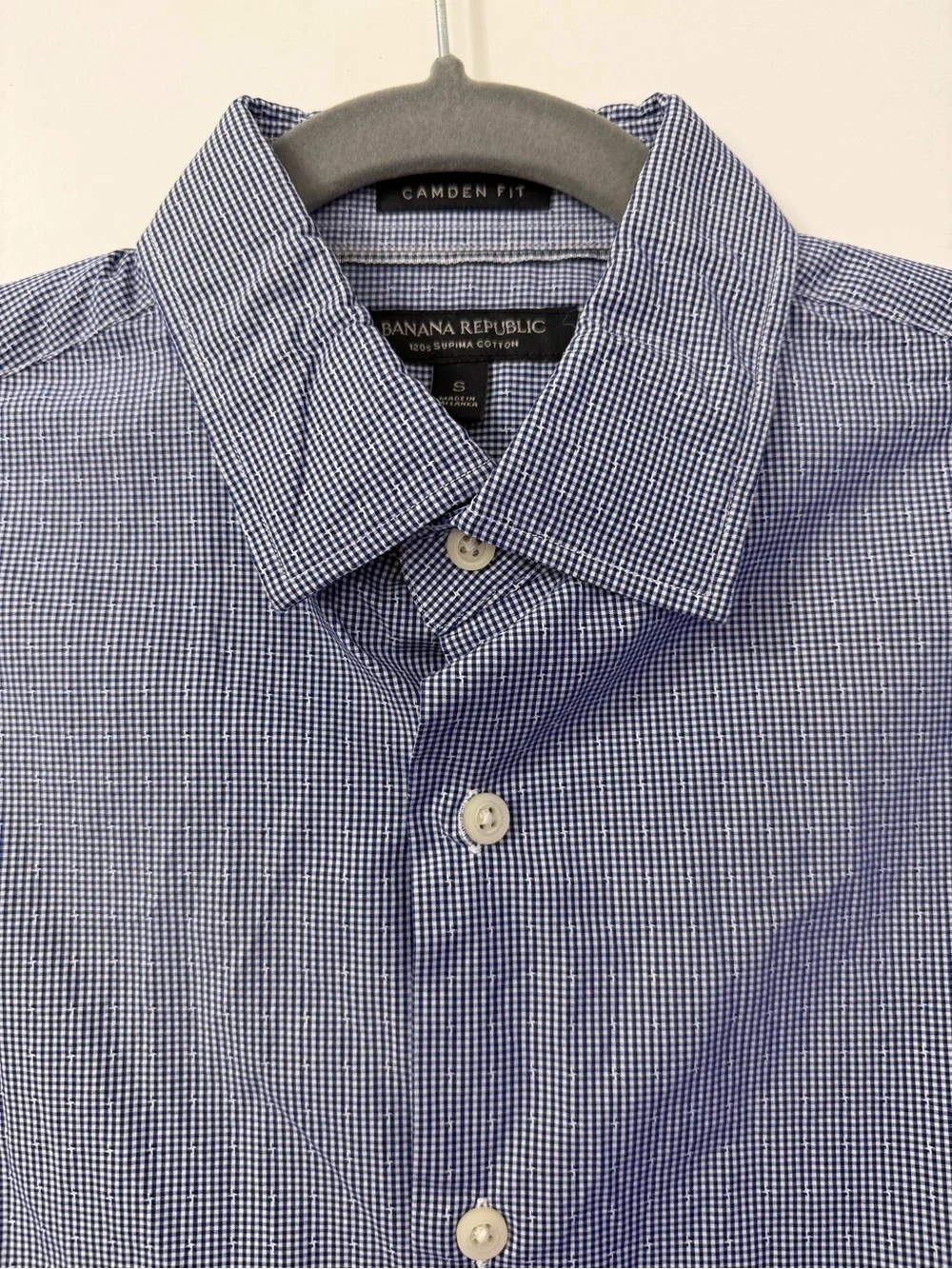 Banana Republic Men's Blue Micro-Striped Dress Shirt